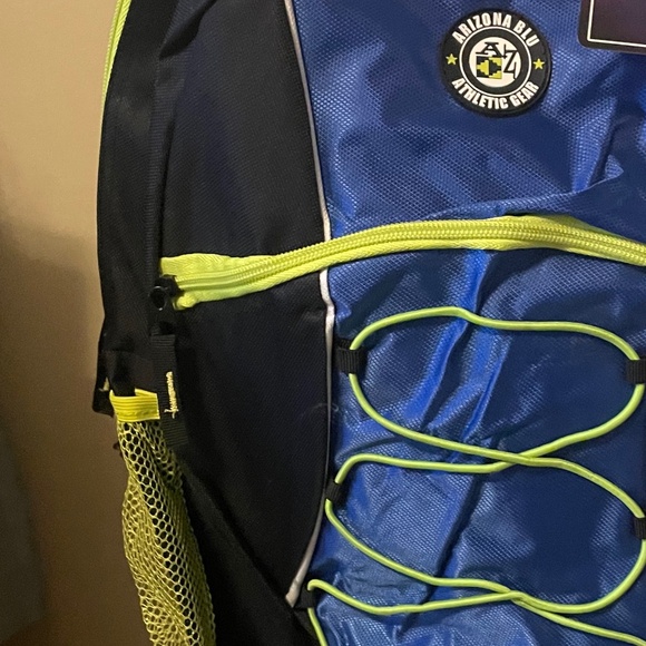 🎒 Arizona Blu Athletic Gear Backpack w/ Bungee Cord (Black, Blue, Neon Yellow) - Picture 8 of 10
